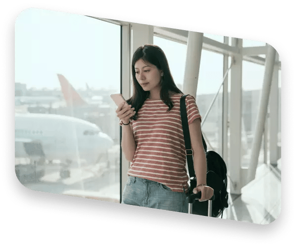 Woman using indoor navigation app on smartphone