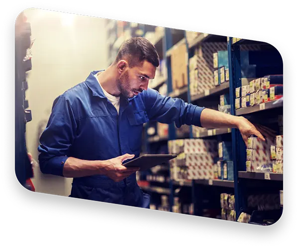 man checking shelf